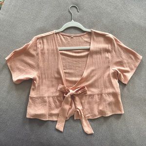 Tie Front Ruffle Blouse